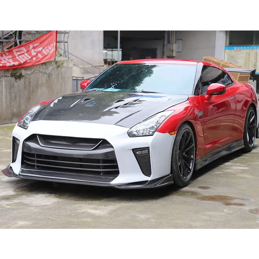Top Secret Style Half Carbon Fiber Car Body Kit Car Bumpers Front Bumper For  GTR R35 2008-2019 Car Parts